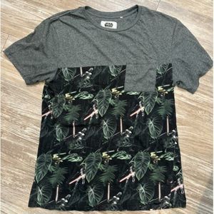Star Wars X On The Byas T-Shirt Mens Size M Green Tropical Vader Yoda‎ Disney